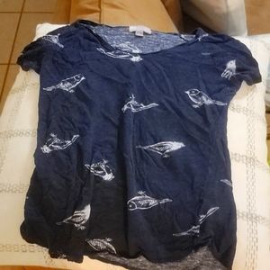 Blue/ white bird t-shirt